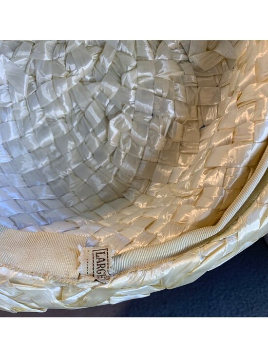 Ladies Ivory Raffia Hat with Ivory Ribbon Size Large Vintage main image 9